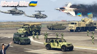 Ukrainian AH-1Z fighter Helicopter Attack on Russian Military Brigade Battalion in Russia | Gta V