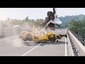 cars vs 4 low bridge beamng drive challenge ends in total destruction