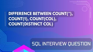 Difference Between count(*), count(1), count(col), count(distinct col) | SQL Interview question