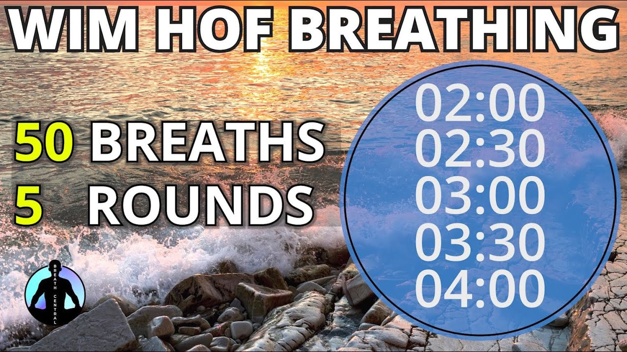 WIM HOF Guided Breathing Technique - 5 Rounds 50 Breaths Extreme ...