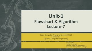 Lecture-7-Flowchart and Algorithm-Unit-1|BCP|GTU|Basic Computer Programming|4310702