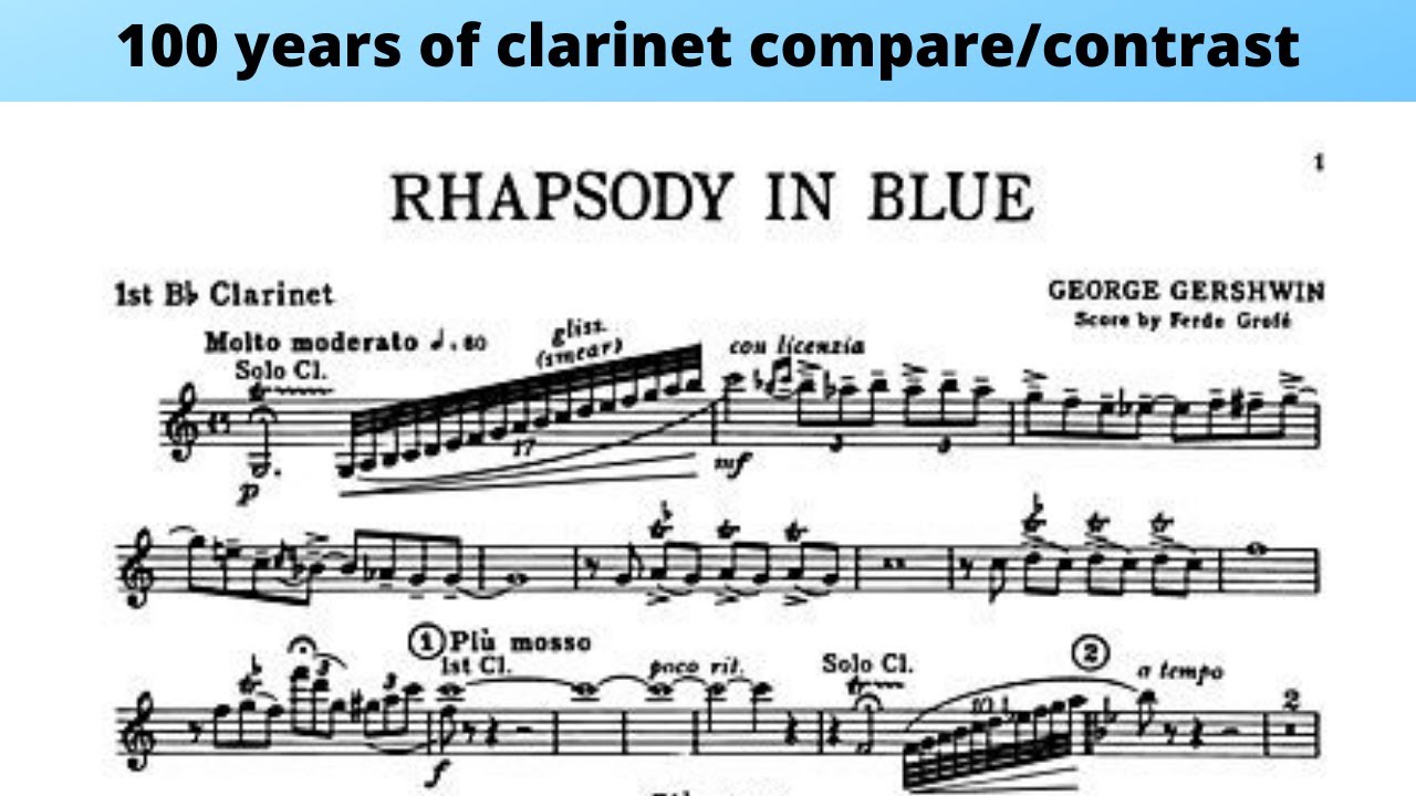 Rhapsody In Blue Clarinet Solo Comparison - 100 Years (almost) - YouTube