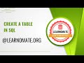Create a table in SQL | Learnomate Technologies