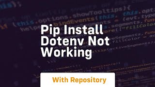 pip install dotenv not working