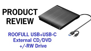 ROOFULL External CD DVD +/-RW Drive USB 3.0 \u0026 USB-C Premium CD DVD ROM Burner - Product review