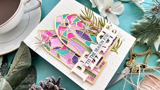 WOW them with a Super Easy STAINED GLASS Holiday Card | Papertrey Ink Stained Glass Windows