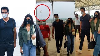 Sonusood with wife sonali spotted  at Hyd airport after Alludu adhurs  movie schedule