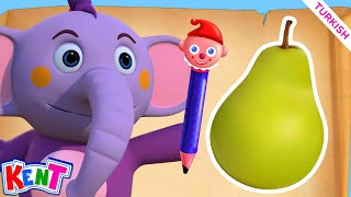 Learn Fruits With Magic Pencil | Çocuklar Için Eğitici Videolar | Kent The Elephant Turkish