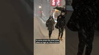 Heavy snow in downtown Sapporo, Hokkaido, Japan