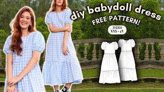 DIY TIERED BABYDOLL DRESS W/ PUFF SLEEVES - free pattern! l Becca Babydoll Dress