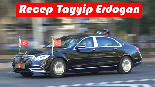 Recep Tayyip Erdoğan its impressive convoy and planes at the NATO summit