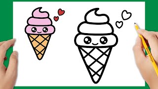 Come disegnare un cono gelato kawaii