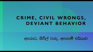 Crime, Civil Wrong and Deviant Behavior