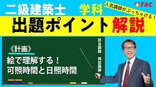 二級建築士学科出題ポイント解説＜計画＞絵で理解する！可照時間と日照時間