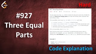 Three Equal Parts | Live Coding with Explanation | Leetcode - 927