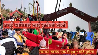 तनहुँ बसन्तपुर थानिमाई मा फुलको डाेली । बाजा र नाचगान सहितको रमाइलो भिडियाे।। Thanimai temple Tanahu