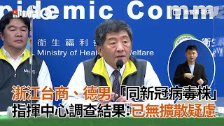 浙江台商、德男「同新冠病毒株」　指揮中心調查結果：已無擴散疑慮