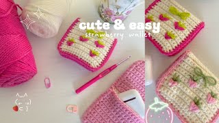 how to crochet a cute strawberry 🍓wallet | cute & easy | beginner friendly