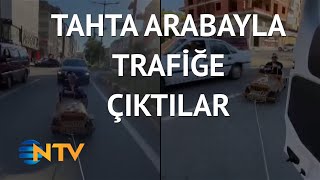 @NTV Karadenizli kuzenlerin tahta arabalı yolculuğu