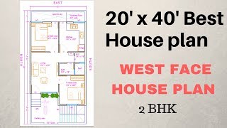 20' x 40' 2BHK Plan ( West Face )  Explain in Hindi