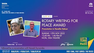 Rotary Writing For Peace Award | Nandita Haksar \u0026 Naresh Fernandes