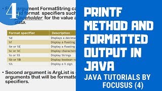 Printf method in Java || Formatted output in Java || Java Tutorial by FocusUs 4