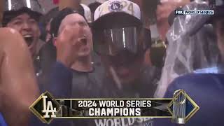 Dodgers clubhouse celebration after win the World Series Champions 🍾🍾🍾