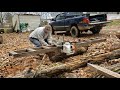 alaskan sawmill milling sweetgum. rooky hit a screw again stihl 070 clone.