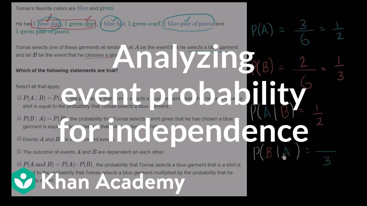 Analyzing Event Probability For Independence | Probability And ...