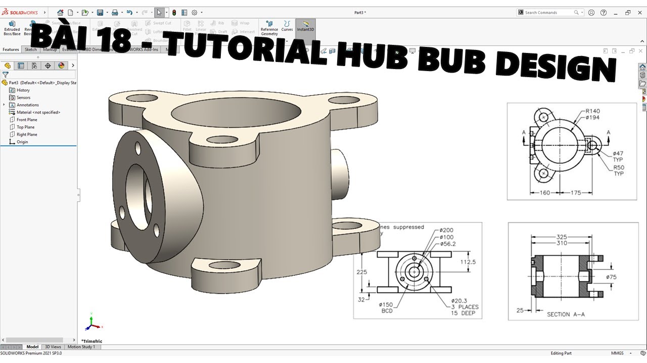 Solidworks - Bài 18 - TUTORIAL HUB BUB DESIGN | THIẾT KẾ HUB BUB - YouTube