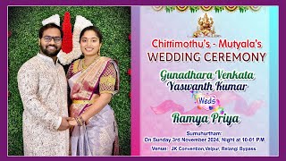 Yaswanth + Ramya  Wedding Celebrations ( 03-11-2024 )