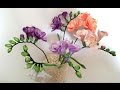 Ribbon flowers: freesia of satin ribbons/tutorial/Цветы из лент: Фрезия. МК