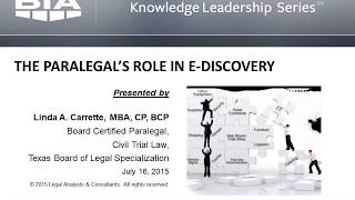 The Role of the Paralegal in eDiscovery