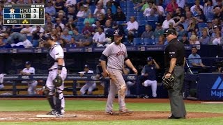 HOU@TB: Springer plates McCann on fielder's choice