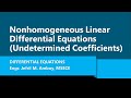 Nonhomogeneous Linear Differential Equations (Method of Undetermined Coefficients)