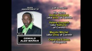 Oswald Alex Marius ~ Long Obituary