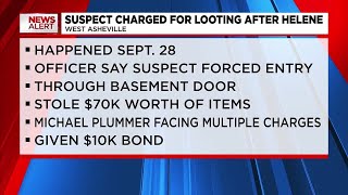 Suspect charged after looting in Asheville following Helene