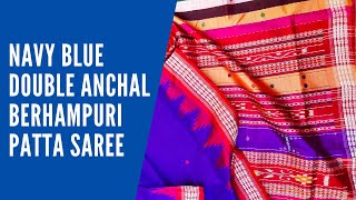 Navy Blue Double Anchal Berhampuri Patta Saree | 2021 Handloom Collections