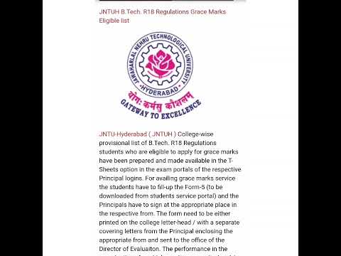 JNTUH B.Tech. R18 Regulations Grace Marks Eligible List - YouTube