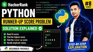 8 Python Runner-Up Score Problem HackerRank Solution | Beginner Friendly 🐍