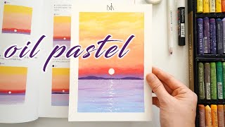 Easy Oil Pastel Sunrise Drawing for Beginners Step By Step : 하늘 담은 오일 파스텔 풍경화 