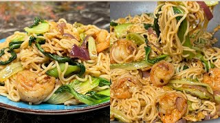 Tasty & Yummy Shrimp & Egg Stir Fry  Noodles Was Really Amazing ! Savory, Spicy, And Super Addicting