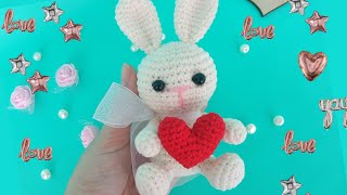 🐰ЗАЙЧИК❤️С СЕРДЕЧКОМ ВЯЗАНЫЙ КРЮЧКОМ💝ВАЛЕНТИНКА КРЮЧКОМ 🐇crochet bunny