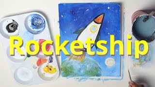 Painting A Rocket Ship Step By Step | Art Challenge_19