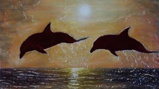 How to Paint Water -  Dolphin playing  at sunset - Paint With Dilip Art