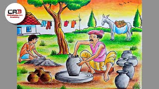 How to draw scenery of Kumar Para with pastel ||Step by Step Drawing