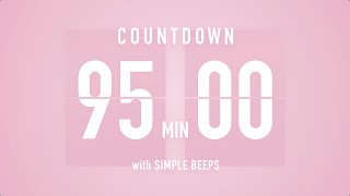95 Minute Countdown Timer 🌸 Flip Clock with Simple Beeps 🔔