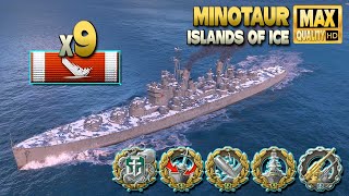 Cruiser Minotaur: Good aim for 9 destroyed ships - World of Warships