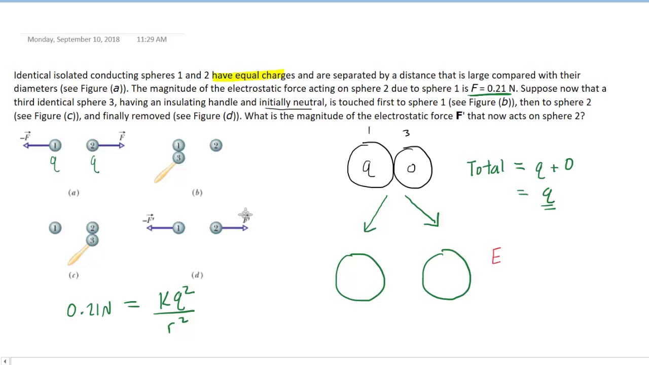 Identical Isolated Conducting Spheres - YouTube