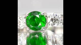 デマントイドガーネット ダイヤモンドリング DTG 0.697ct D 0.30ct Pt950 日独宝石研究所鑑別書付 Demantoid Garnet Diamond Ring